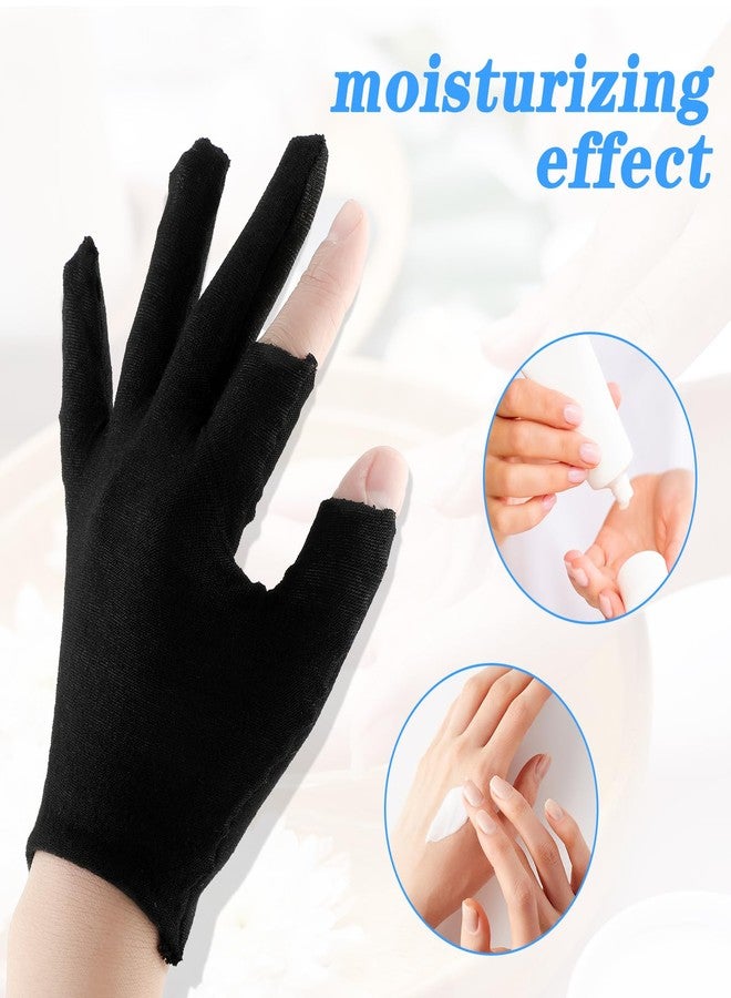 Dimeho 6 Pairs Moisturizing Cotton Gloves Touchscreen Overnight Sleeping Gloves Lightweight Nighttime Lotion Gloves for Bedtime Dry Hand Therapy Sensitive Irritated Skin SPA (Black) - Image 5